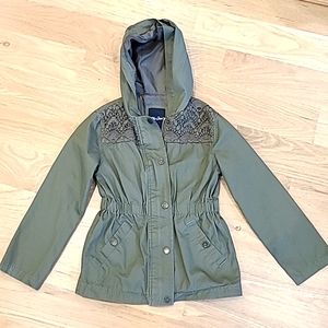 Girls Olive Fashion Jacket with Lace Detail sz6-6x